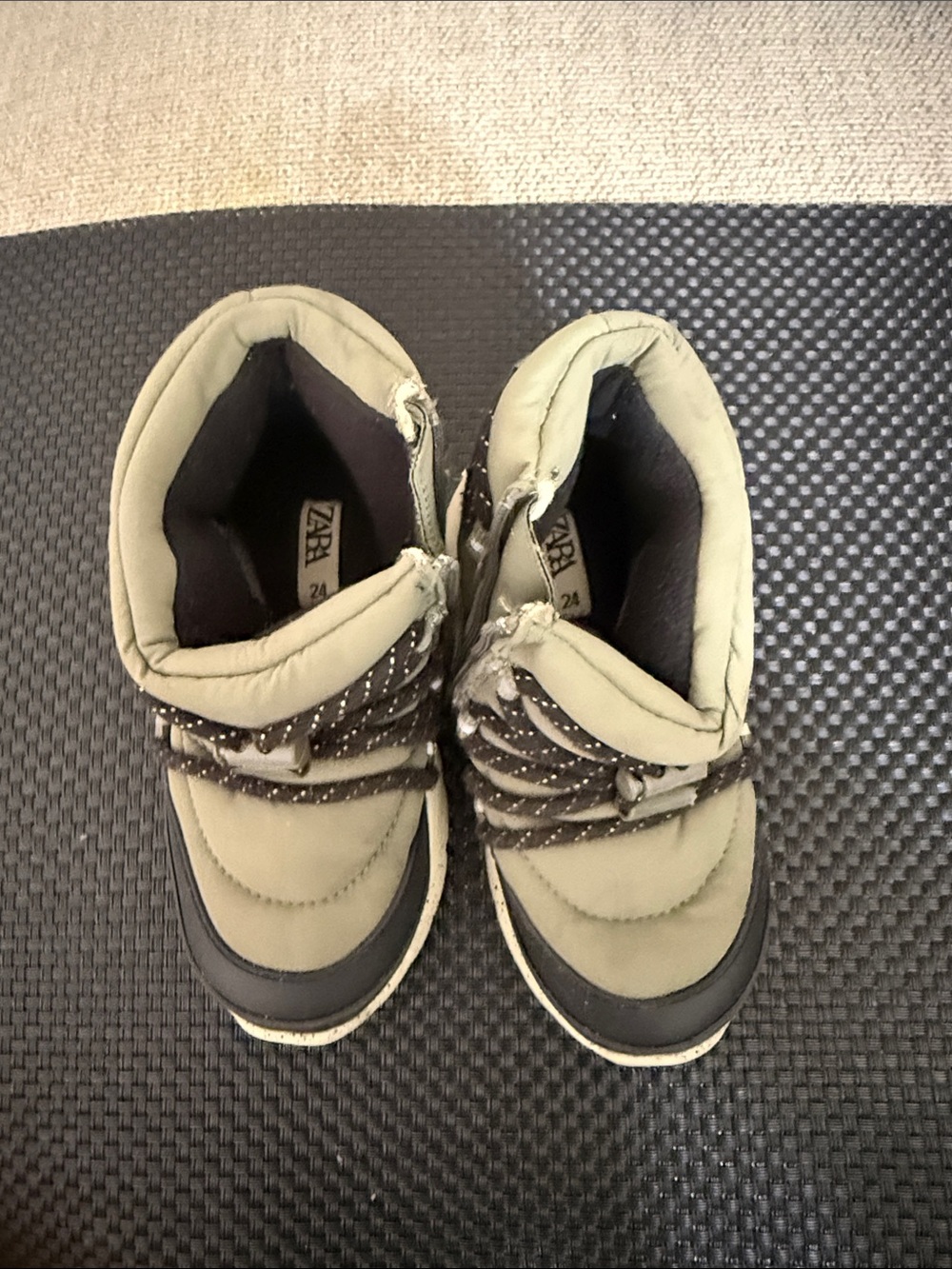 ZARA Kids Olive and Black Lace-Up Boots